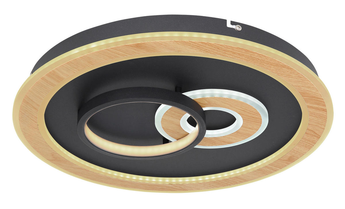LED-DECKENLEUCHTE 50 W  50/7 cm    - Opal/Schwarz, Design, Kunststoff/Metall (50/7cm) - Globo