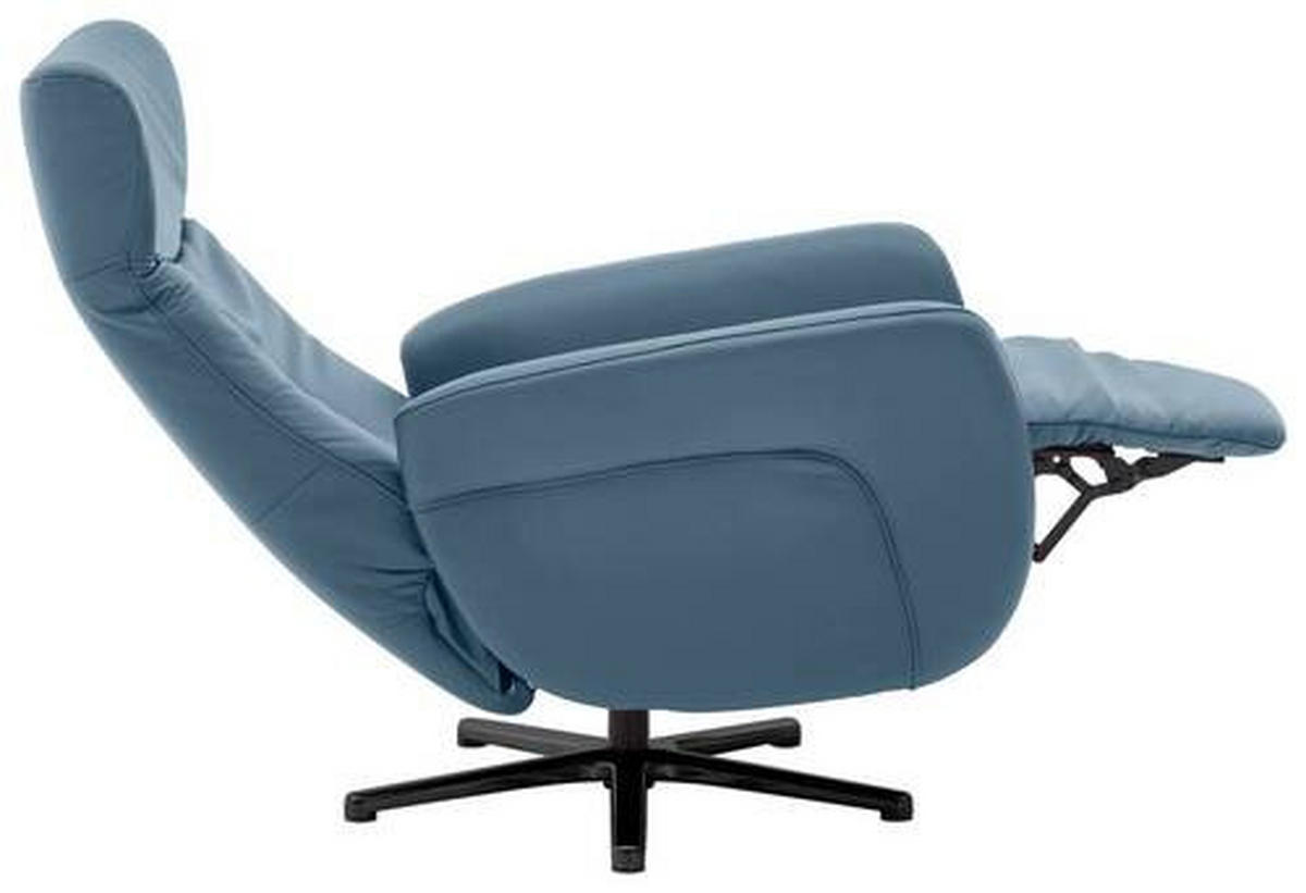 RELAXSESSEL in Leder Blau  - Blau/Schwarz, Design, Leder/Metall (76/112/83cm) - Beldomo Speed