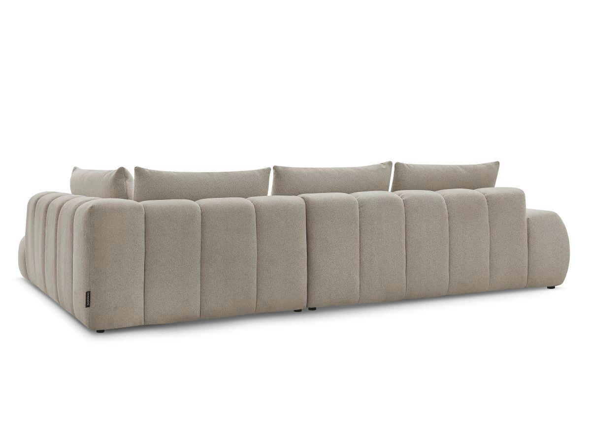 ECKSOFA Ottomane rechts  EVEREST Taupe Flachgewebe  - Taupe/Schwarz, MODERN, Kunststoff/Textil (352/210cm)