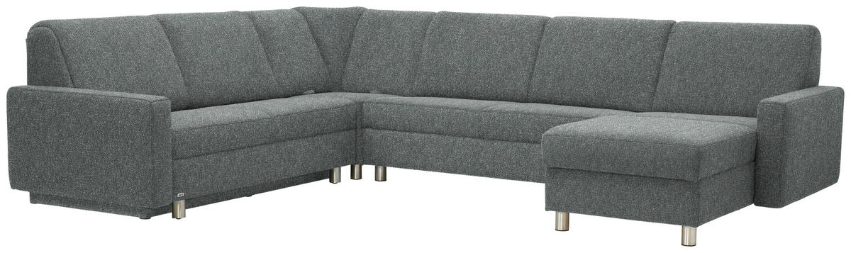 WOHNLANDSCHAFT  in Mikrovelours Graugrün  - Alufarben/Graugrün, KONVENTIONELL, Kunststoff/Textil (236/322/158cm) - Sedda