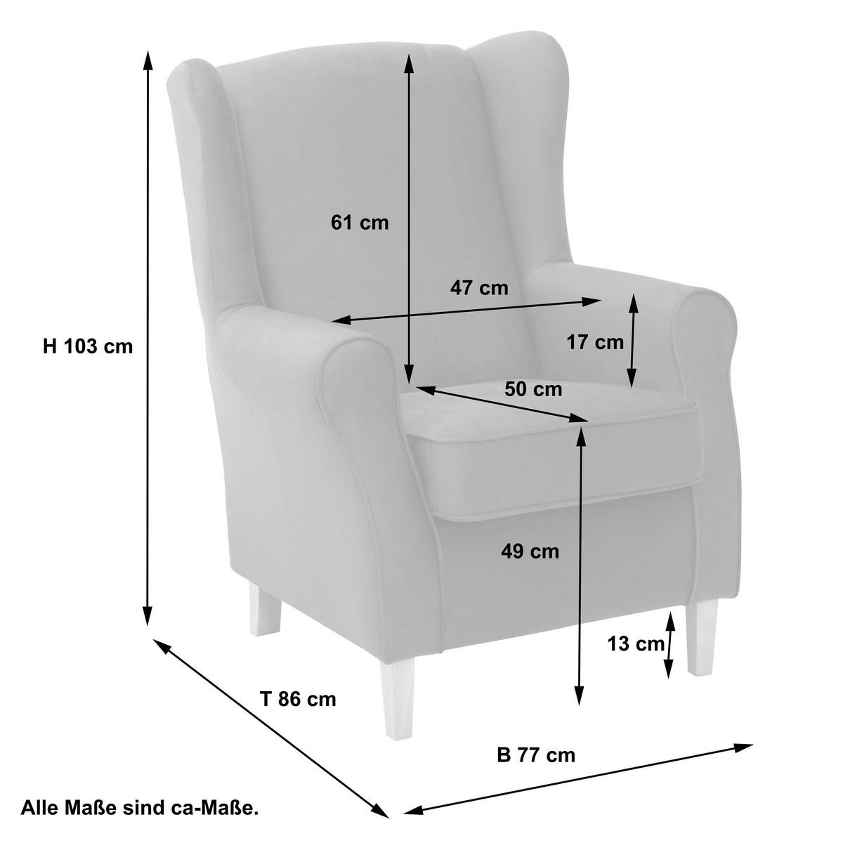 OHRENSESSEL Flachgewebe Hellbraun  - Hellbraun/Eichefarben, KONVENTIONELL, Holz/Textil (77/103/86cm) - Max Winzer