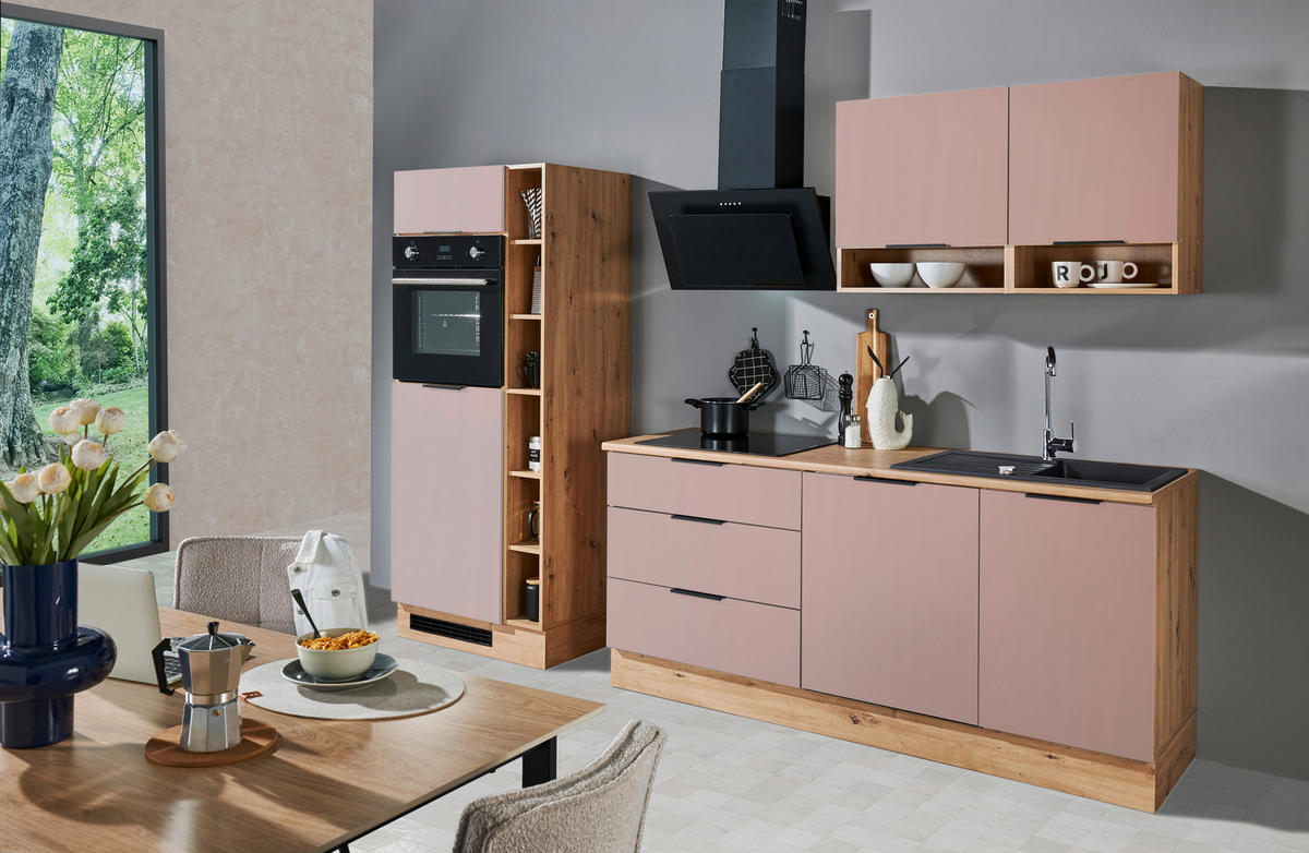 KÜCHENLEERBLOCK 270 cm   in Rosa, Eiche Artisan  - Schwarz/Eiche Artisan, Design, Holzwerkstoff/Kunststoff (270cm) - MID.YOU