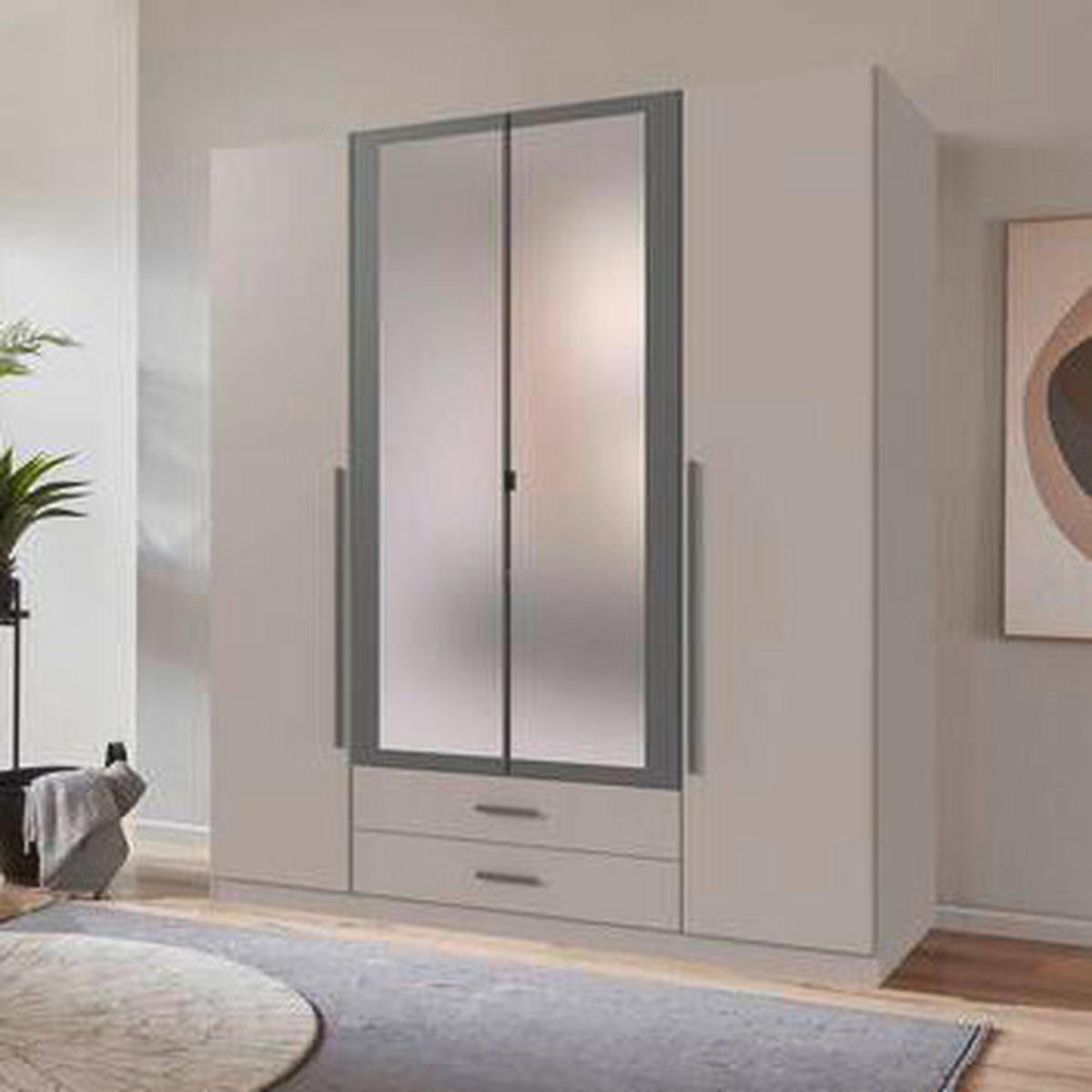 ORMAR S KLASIČNIM VRATIMA boje grafita, siva, sahara   - sahara/siva, Konvencionalno, staklo/drvni materijal (180/199/58cm) - Mömax