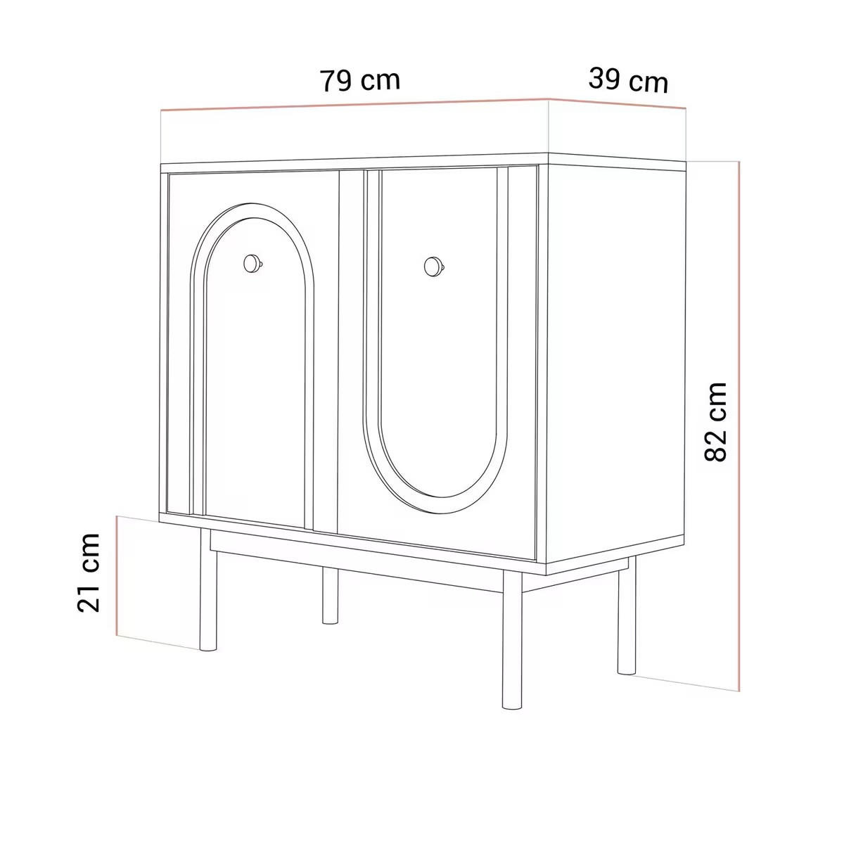 KOMMODE Mazoma, 79/84/39 cm,  - Kaschmir/Goldfarben, Design, Holzwerkstoff/Metall (79/84/39cm) - Boxxx