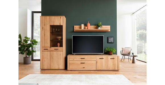WOHNWAND  in Eichefarben  302/208/50 cm  - Eichefarben/Anthrazit, KONVENTIONELL, Glas/Holz (302/208/50cm) - Cantus