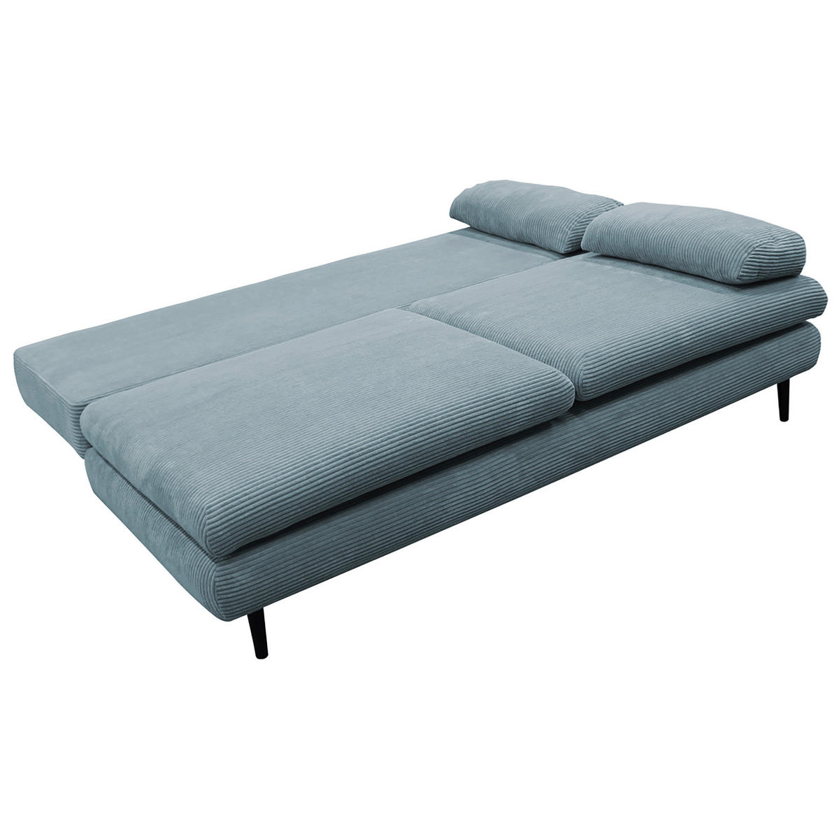 SCHLAFSOFA Cord Türkis  - Türkis/Schwarz, Design, Holz/Textil (202/85/99cm) - P & B