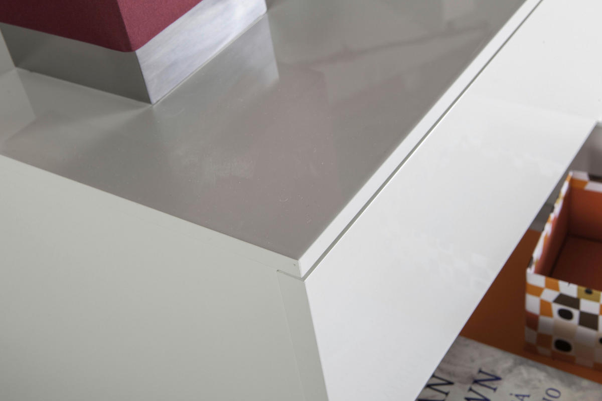 ŠIROKÁ KOMODA, vysoce lesklá bílá, 140/85/44 cm - barvy hliníku/vysoce lesklá bílá, Design, kompozitní dřevo/plast (140/85/44cm) - Carryhome