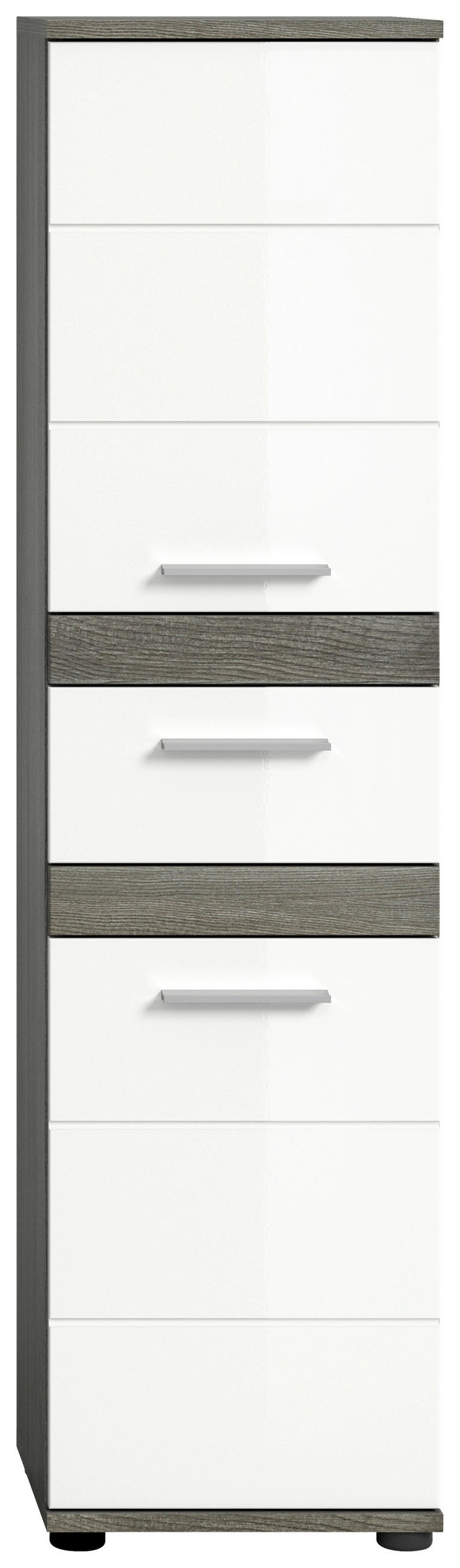 SREDNJE VISOKA OMARA 35/137/31 cm  - bela/visoki sijaj, Moderno, umetna masa/leseni material (35/137/31cm) - MID.YOU