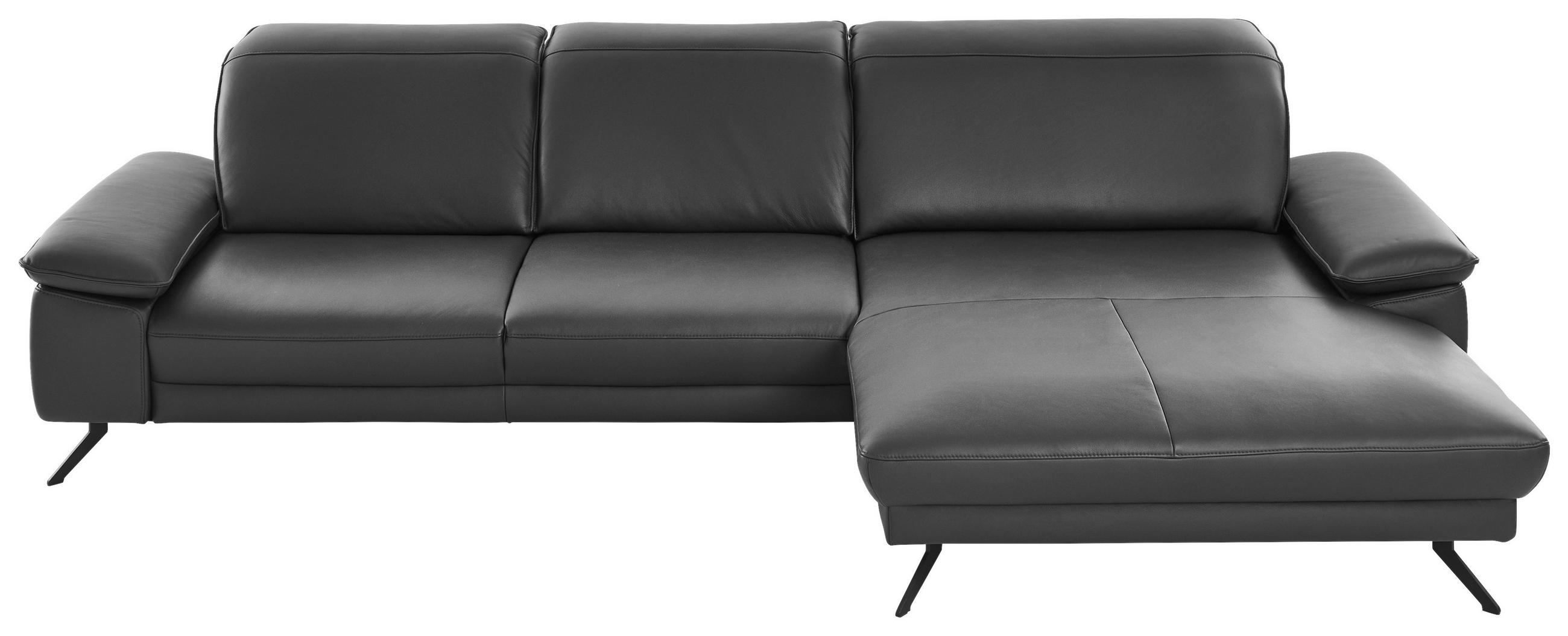 ECKSOFA  in Echtleder Anthrazit  328/193 cm  - Anthrazit/Schwarz, Design, Leder/Metall (328/193cm) - Dieter Knoll
