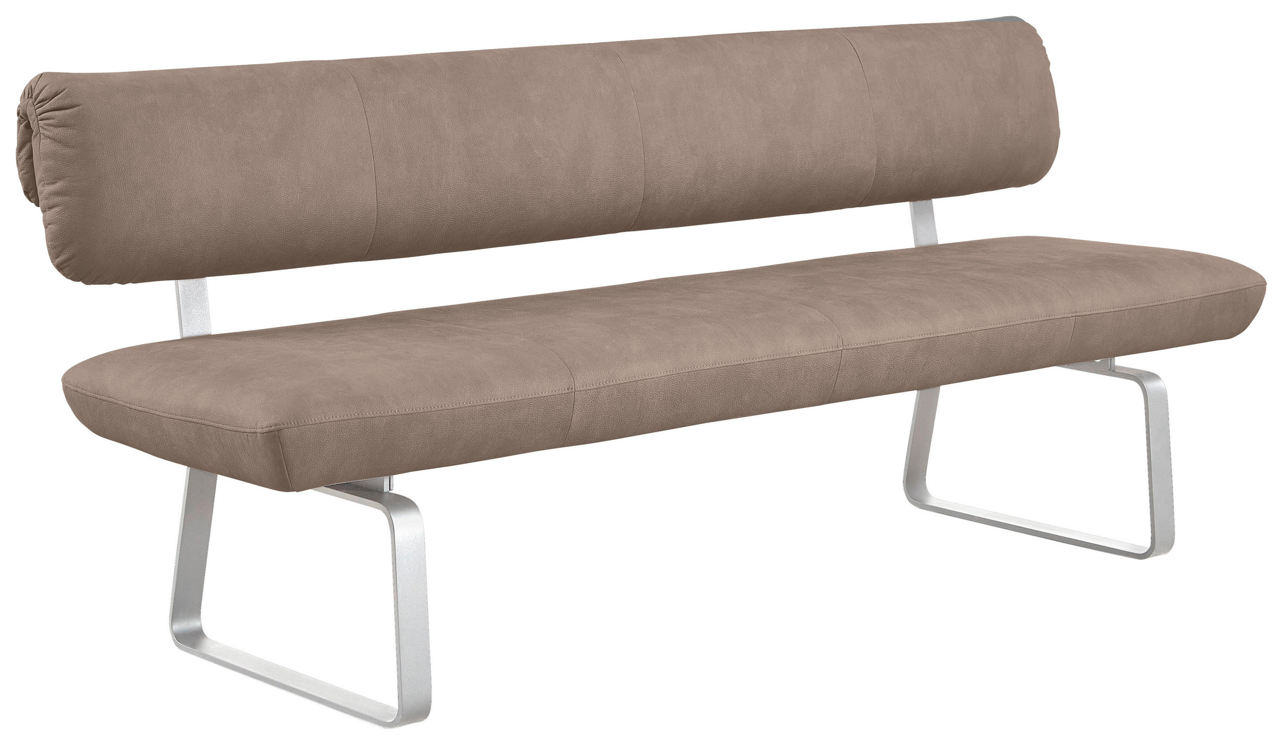 SITZBANK in Metall, Textil Edelstahlfarben, Fango  - Edelstahlfarben/Fango, Design, Textil/Metall (200/88/68cm) - Venjakob