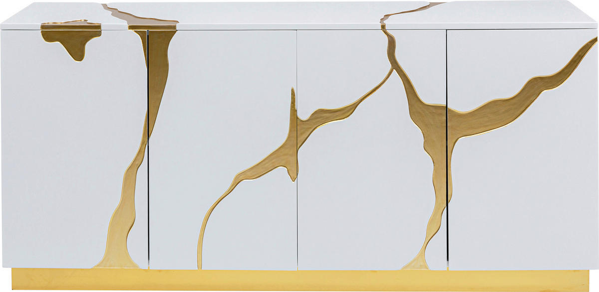 SIDEBOARD Weiß, Goldfarben  165/80/46 cm  - Goldfarben/Weiß, Design, Holzwerkstoff/Metall (165/80/46cm) - Kare-Design