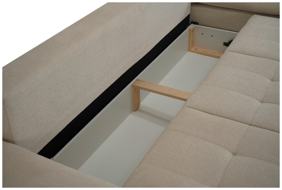 BÄDDSOFFA i chenille, jacquard beige  - beige/svart, Design, textil/plast (255/89/109cm) - MID.YOU