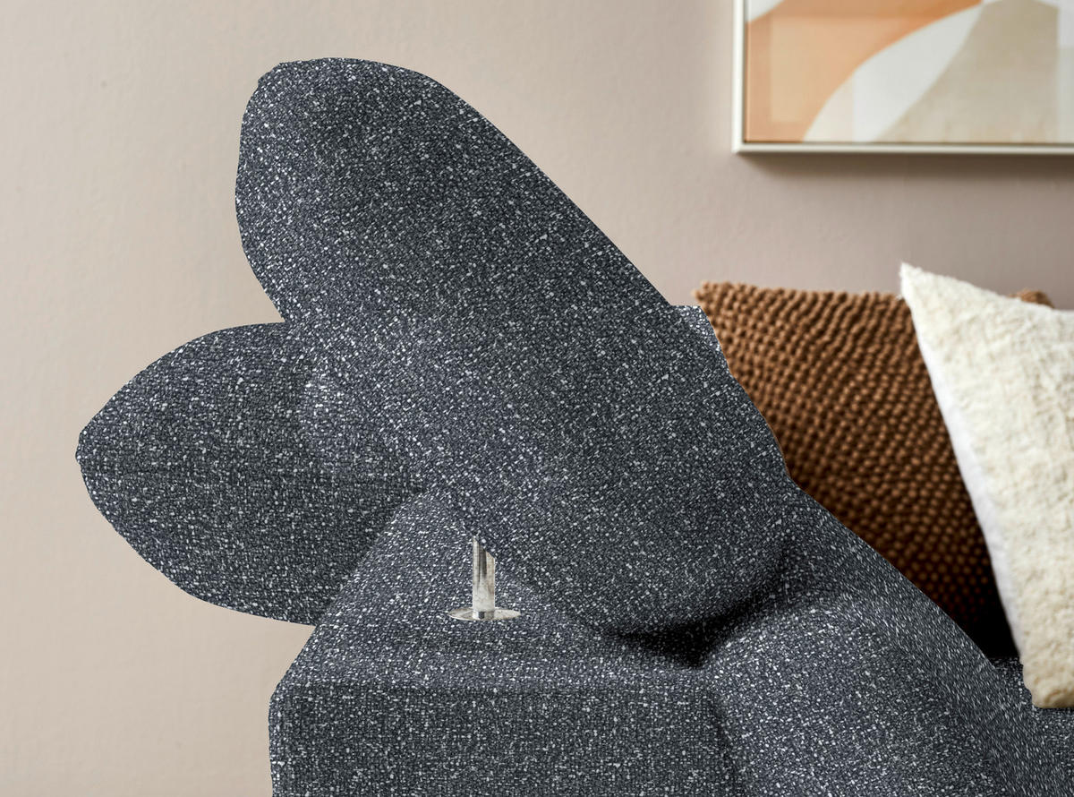 ECKSOFA in Bouclé Dunkelgrau  - Eichefarben/Dunkelgrau, Modern, Holz/Textil (212/287cm) - Valnatura