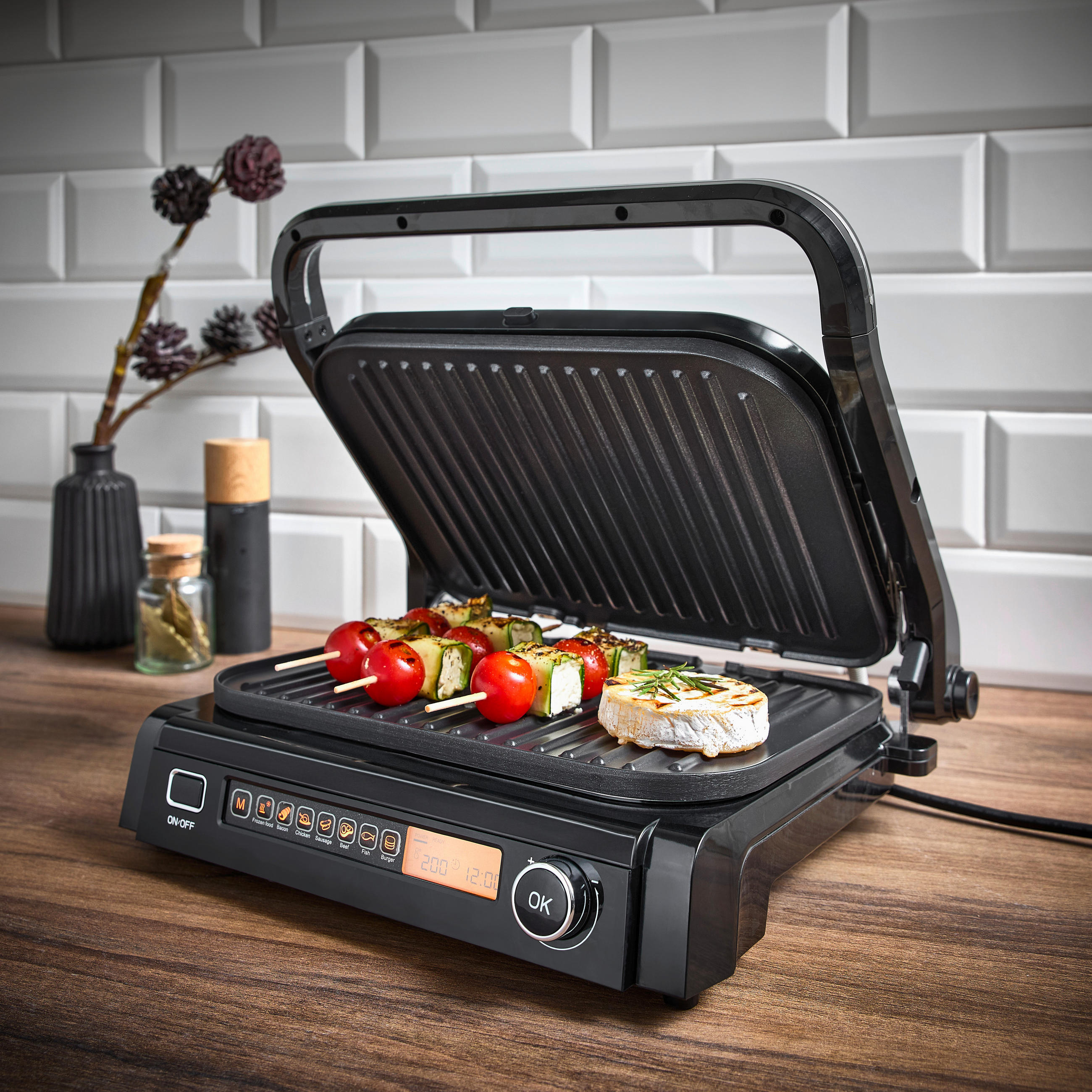 KONTAKTGRILL  - Edelstahlfarben/Schwarz, Design, Kunststoff/Metall (40/38/19cm) - Mican