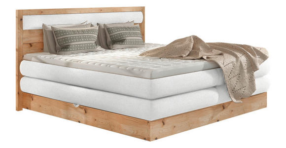 BOXSPRINGBETT 180/200 cm  in Eichefarben, Grauweiß  - Eichefarben/Grauweiß, KONVENTIONELL, Holz/Holzwerkstoff (180/200cm) - Valnatura
