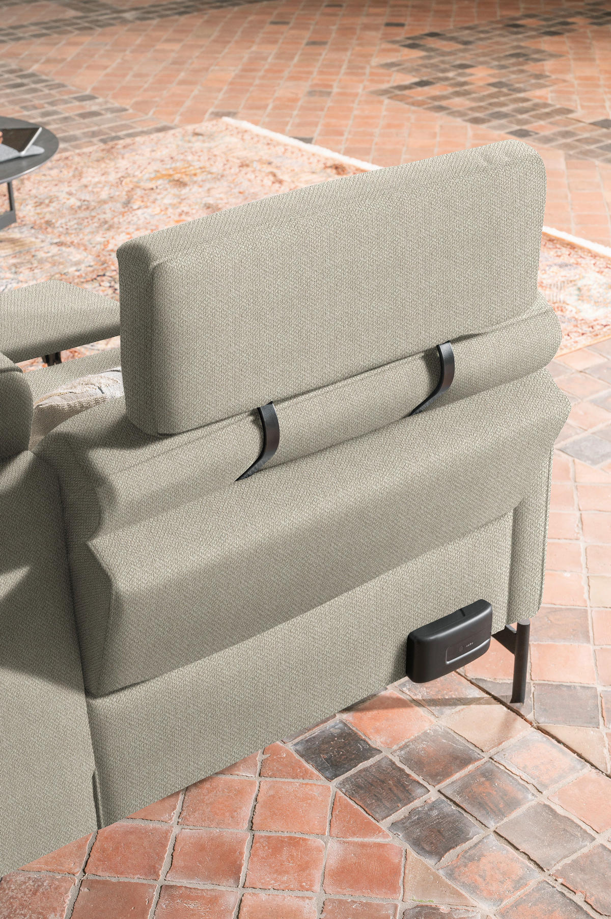 ECKSOFA in Flachgewebe, Struktur Beige  - Anthrazit/Beige, Design, Textil/Metall (254/230cm) - Johann Jakob
