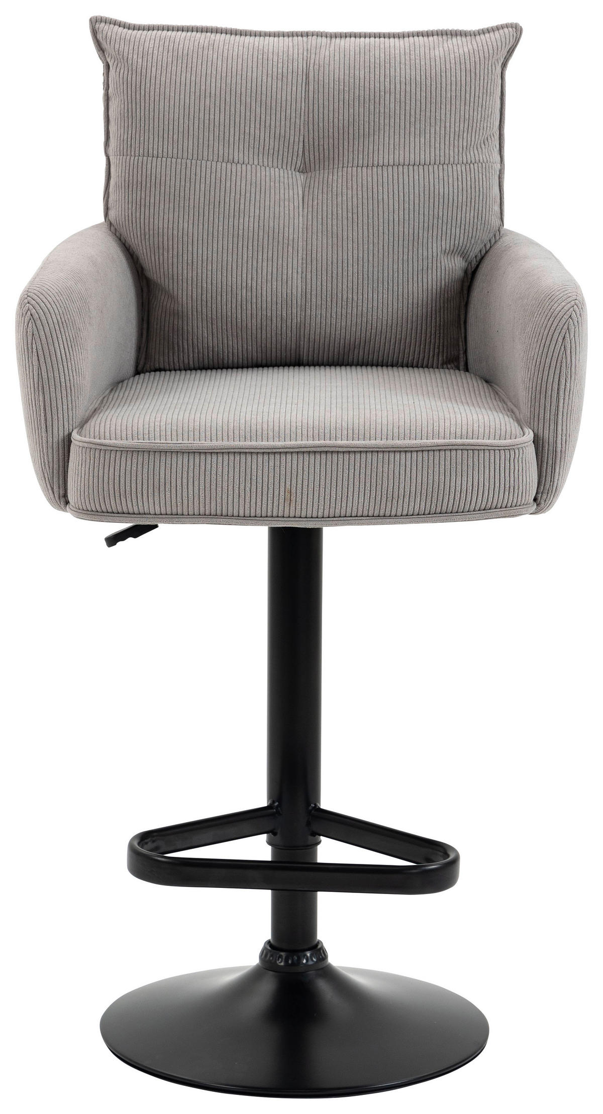 BARHOCKER Cord Schwarz, Taupe Eisen Stoffauswahl, Sitzfläche 360° drehbar, inklusive Armlehnen  - Taupe/Schwarz, Design, Textil/Metall (54/98-120/58cm) - Novel