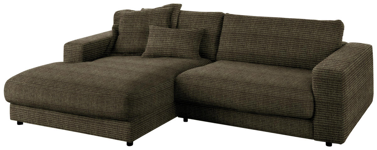 ECKSOFA in Chenille Olivgrün  190/270 cm  - Schwarz/Olivgrün, Design, Kunststoff/Textil (190/270cm) - Lomoco