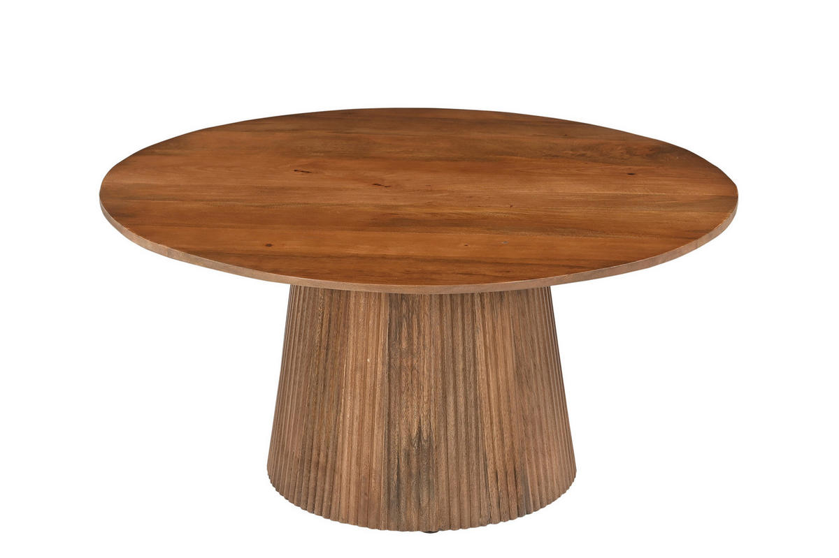 COUCHTISCH Mangoholz massiv 80/80/38 cm rund Naturfarben  - Naturfarben, Design, Holz (80/80/38cm) - MID.YOU
