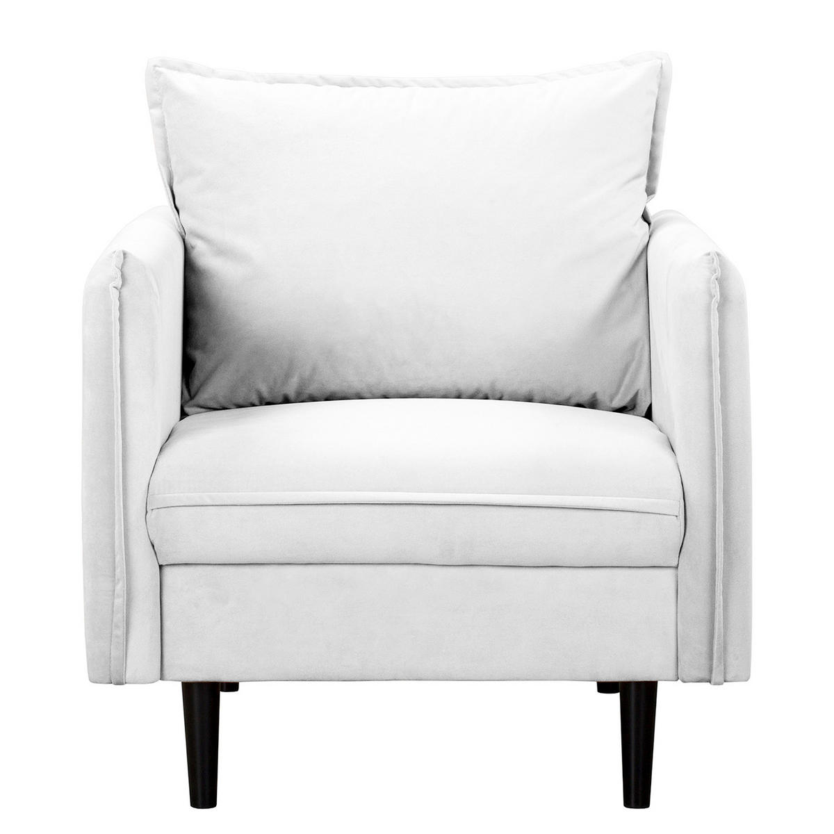 SESSEL in Samt Weiß  - Schwarz/Weiß, Design, Holz/Textil (74/86/100cm) - P & B