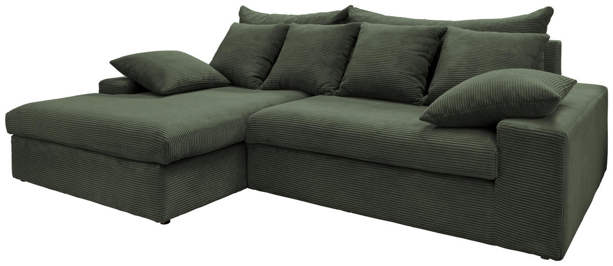 ECKSOFA in Cord Grün  - Schwarz/Grün, Modern, Kunststoff/Textil (200/278cm) - Livetastic