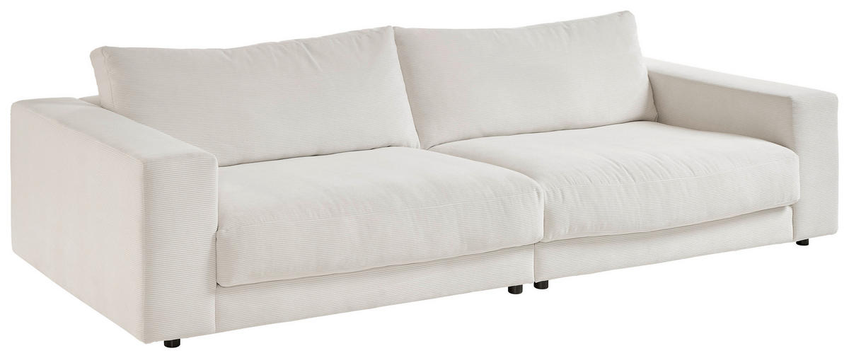 3-SITZER-SOFA in Feincord Weiss  - Weiss/Schwarz, Design, Kunststoff/Textil (290/86/127cm) - Lomoco