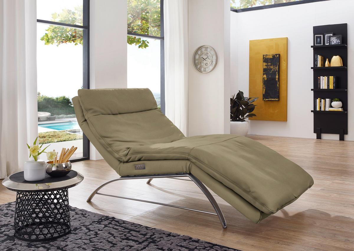 RELAXLIEGE in Echtleder Dunkelgrün  - Dunkelgrün/Alufarben, Basics, Leder (95/91/170cm) - Chilliano