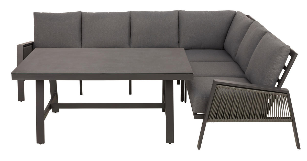LOUNGEGARNITUR 279/219 cm Aluminium  - Dunkelgrau/Anthrazit, MODERN, Kunststoff/Textil (279/219cm) - Amatio