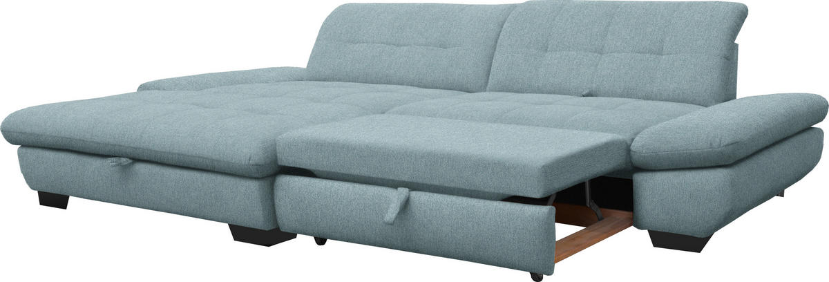 ECKSOFA Mikrofaser Pastellblau  - Pastellblau/Schwarz, Design, Textil/Metall (198/290cm) - Xora