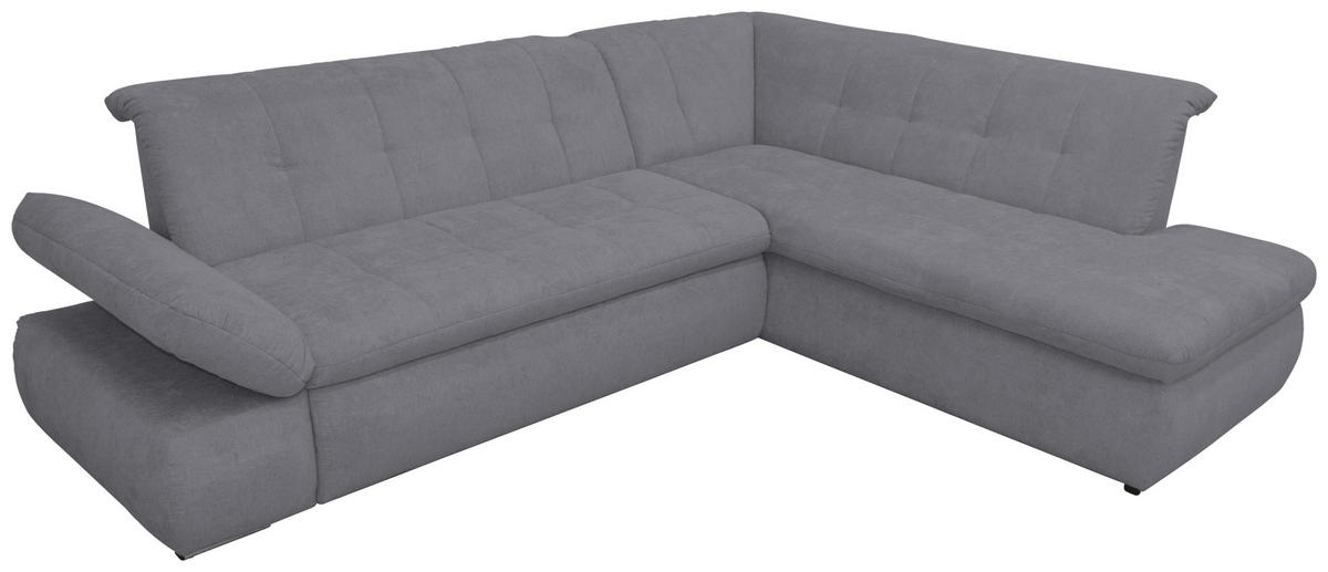 ECKSOFA Dunkelgrau Mikrofaser  - Chromfarben/Dunkelgrau, KONVENTIONELL, Textil/Metall (273/216cm) - MID.YOU