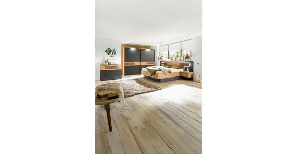 SCHWEBETÜRENSCHRANK in Graphitfarben, Eiche Artisan - Edelstahlfarben/Graphitfarben, Design, Holzwerkstoff/Metall (240/210/60cm) - Carryhome