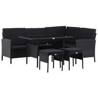 DINING-LOUNGESET  - Schwarz, KONVENTIONELL, Kunststoff - Gardenson