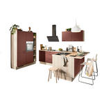 ECKKÜCHE XO 15  in Rot, Tannenholzfarben  - Rot/Tannenholzfarben, Design, Holzwerkstoff/Metall (150/280/121,6cm) - Xora