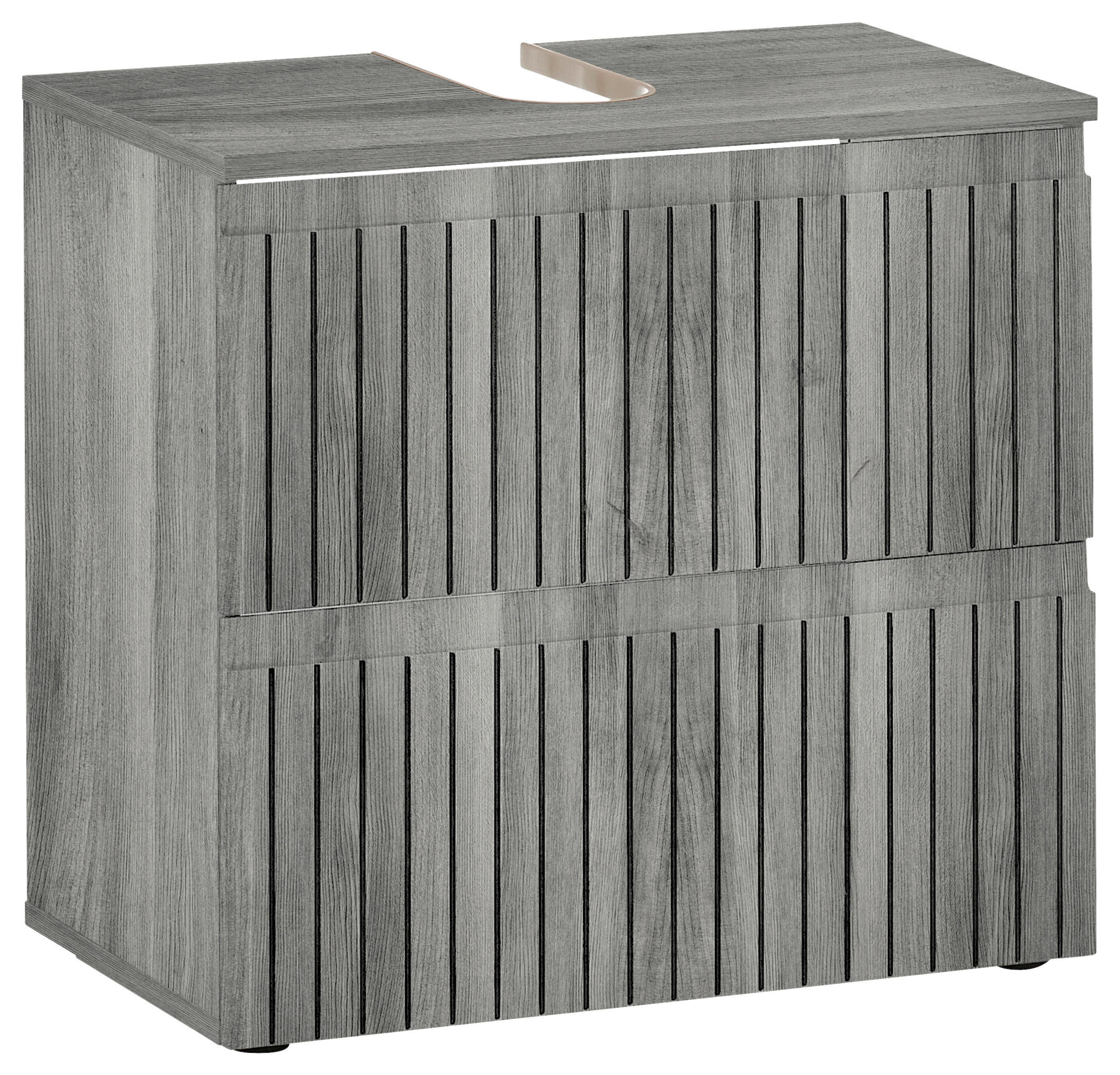 WASCHBECKENUNTERSCHRANK 60/57/36 cm  - Eiche grau/Schwarz, MODERN, Holzwerkstoff/Kunststoff (60/57/36cm) - MID.YOU