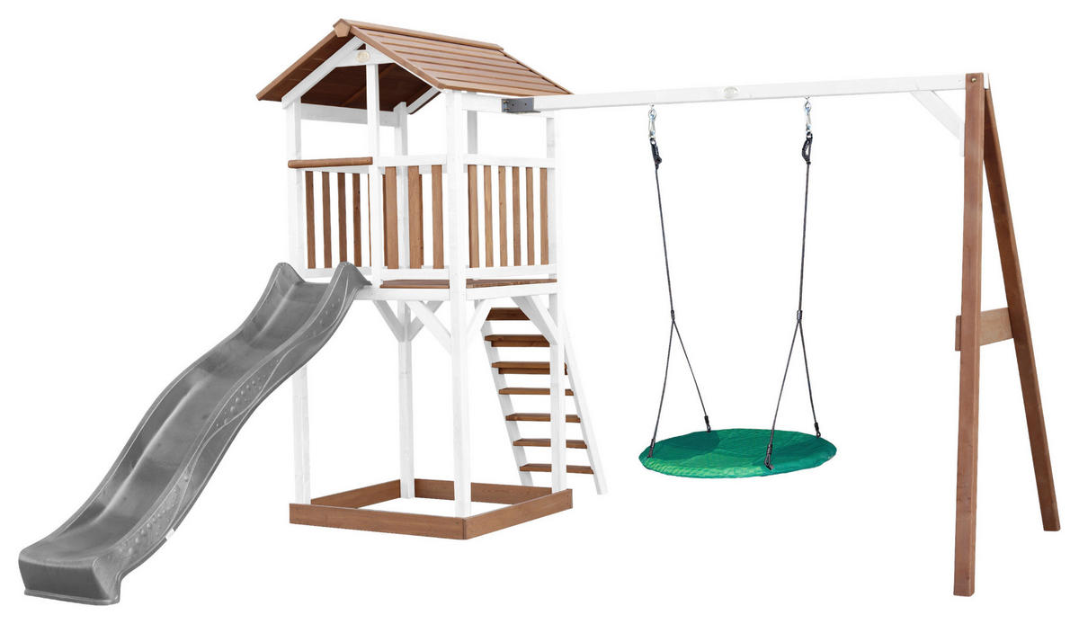 SPIELTURM 356,6/241,9/349 cm  - Braun/Weiß, KONVENTIONELL, Holz/Kunststoff (356,6/241,9/349cm) - Ambia Garden