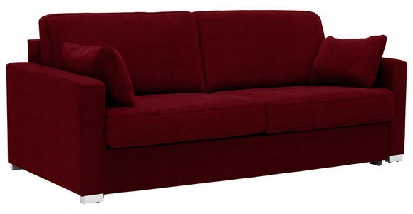 SCHLAFSOFA Webstoff Dunkelrot  - Chromfarben/Dunkelrot, KONVENTIONELL, Textil/Metall (208/86/97cm) - Novel