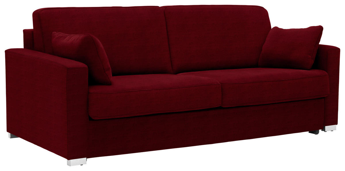 SCHLAFSOFA in Textil Dunkelrot  - Chromfarben/Dunkelrot, Konventionell, Textil/Metall (208/86/97cm) - Novel