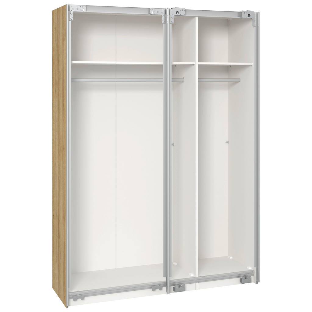Thumbnail - Boxxx Schwebetürenschrank, Weiß, Eiche, Holzwerkstoff, 2 Fächer, 152x215x65 cm, erweiterbar, Beimöbel erhältlich, umfang...