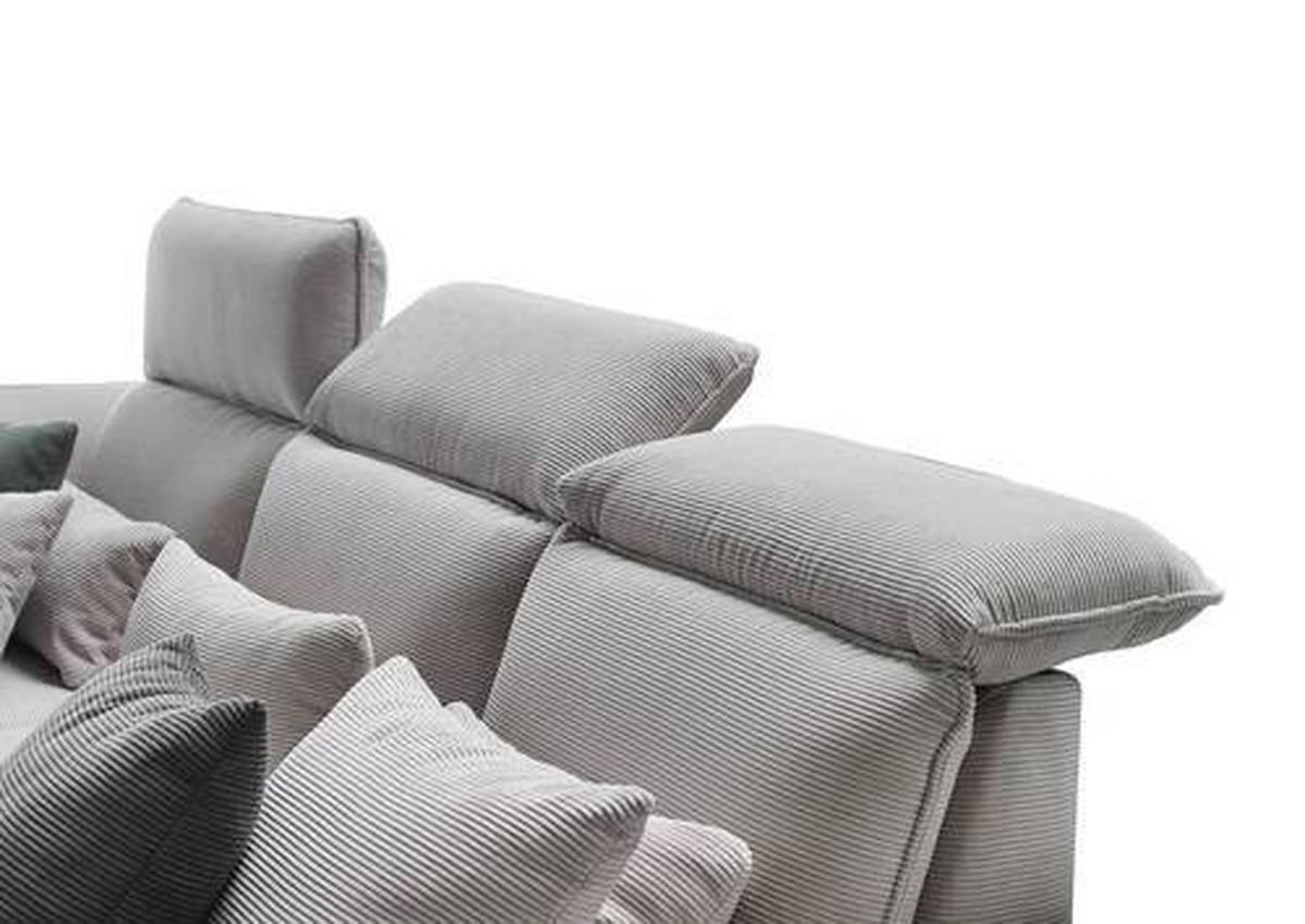 ECKSOFA in Cord Hellgrau  - Hellgrau/Schwarz, Design, Textil/Metall (301/202cm) - Moderano