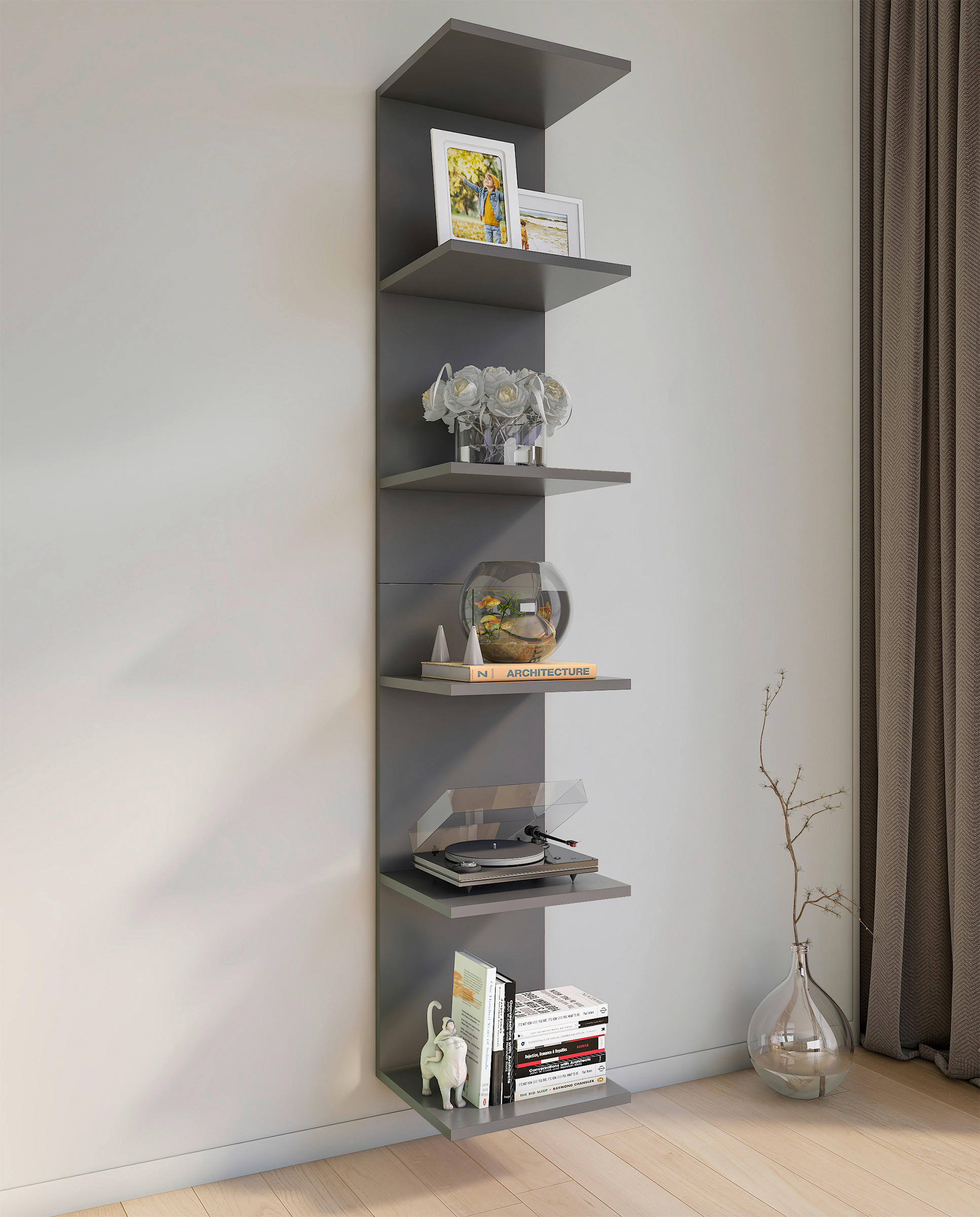 WANDREGAL Anthrazit  - Anthrazit, MODERN, Holzwerkstoff (35/180/30cm) - MID.YOU