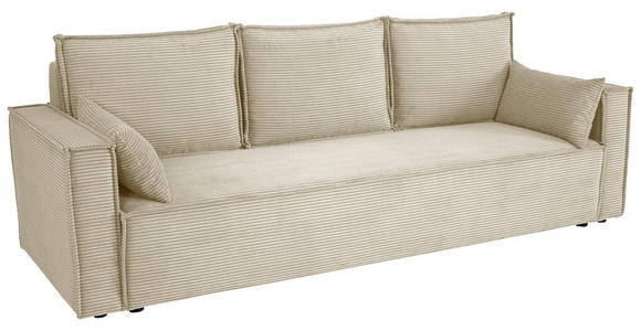 SCHLAFSOFA  mit Rücken echt, Armteil links, Armteil rechts Cord Creme  - Creme/Schwarz, Design, Textil (232/85/92cm) - Xora