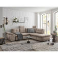 ECKSOFA Creme Mikrovelours  - Creme/Schwarz, KONVENTIONELL, Kunststoff/Textil (265/217cm) - Carryhome