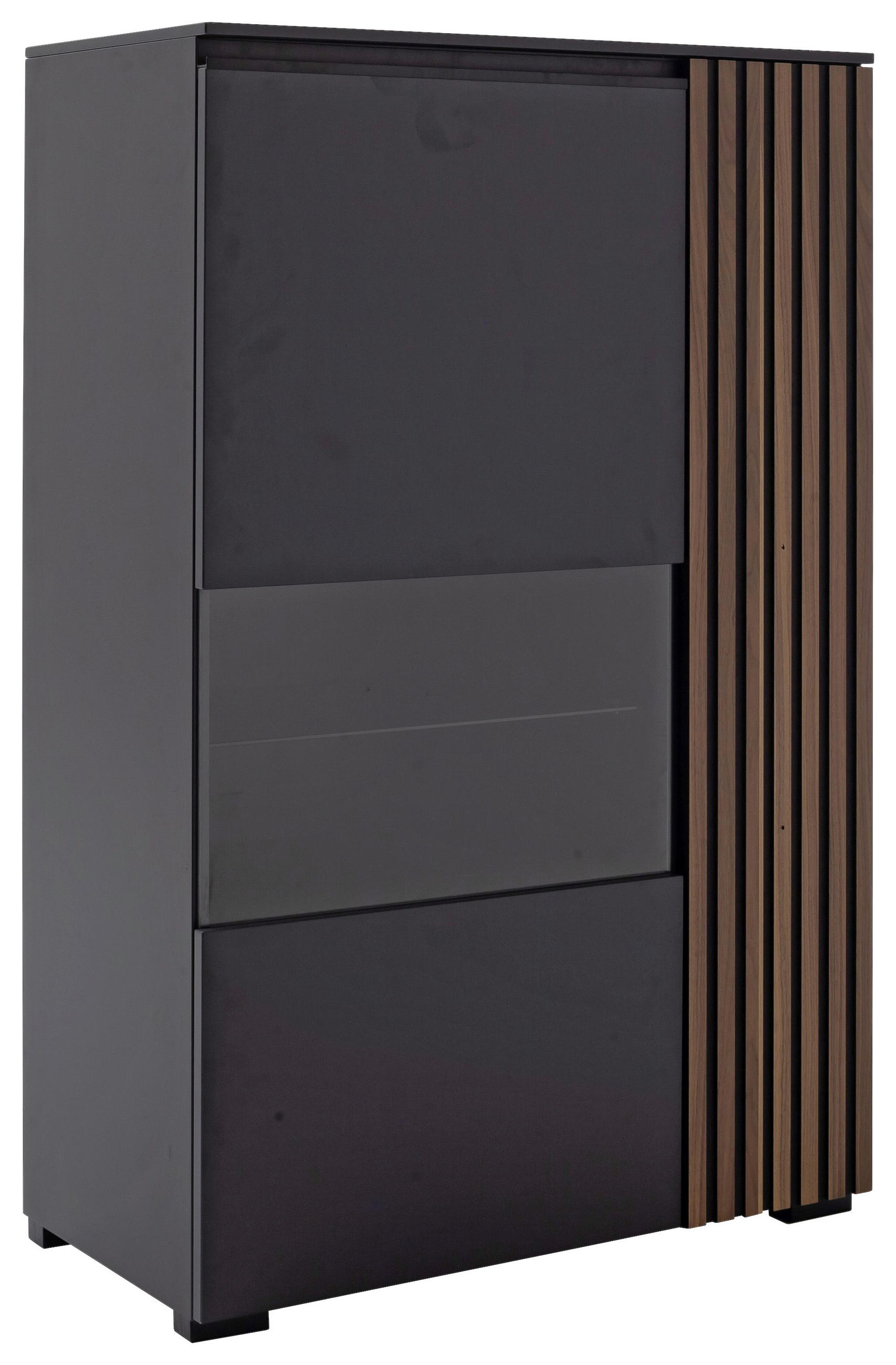 HIGHBOARD Anthrazit, Nussbaumfarben  87/136/45 cm  - Anthrazit/Nussbaumfarben, Design, Glas/Holz (87/136/45cm) - Moderano