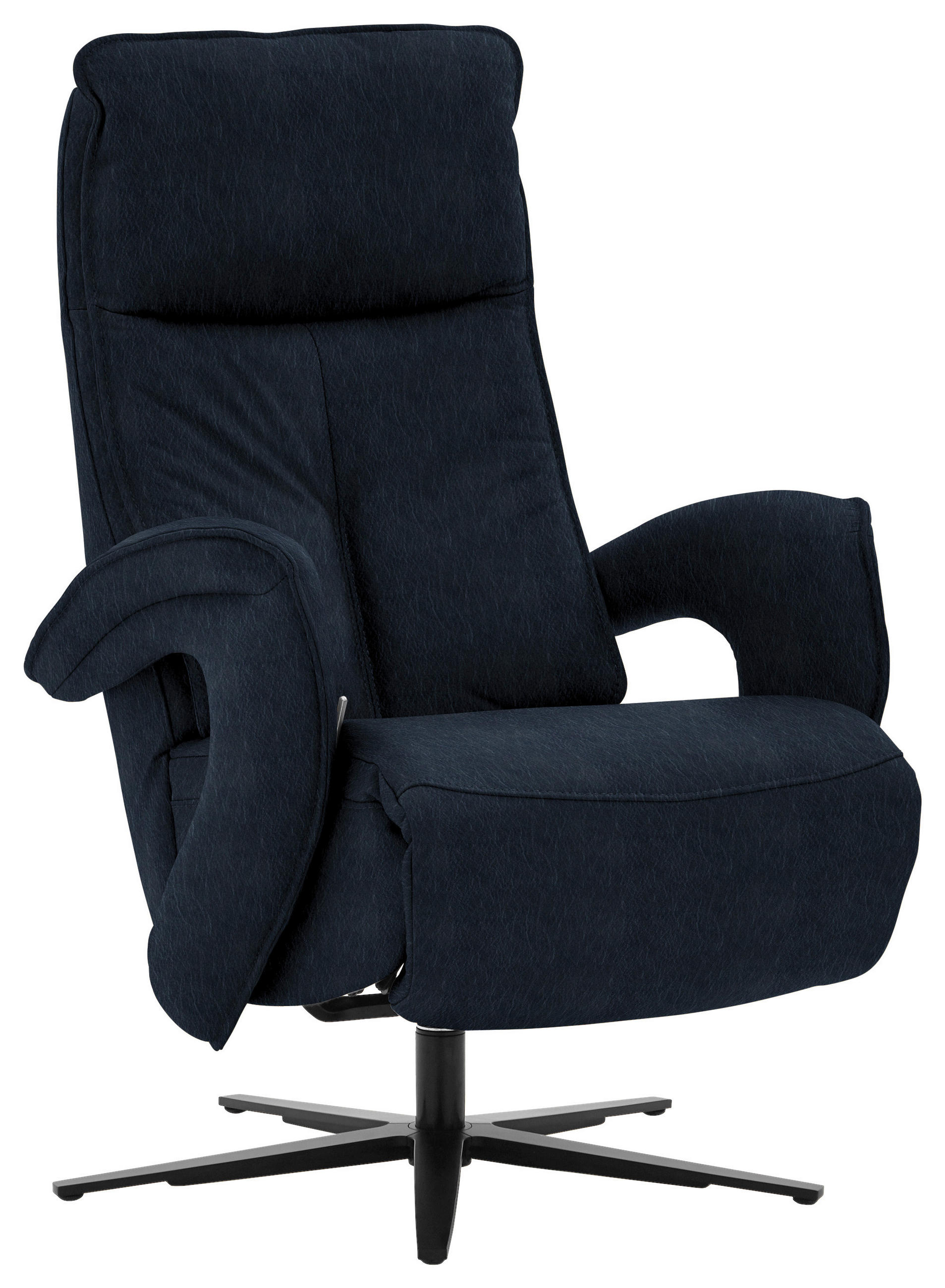 RELAXSESSEL in Leder Dunkelblau  - Schwarz/Dunkelblau, Design, Leder/Metall (77/110/87cm) - Valdera