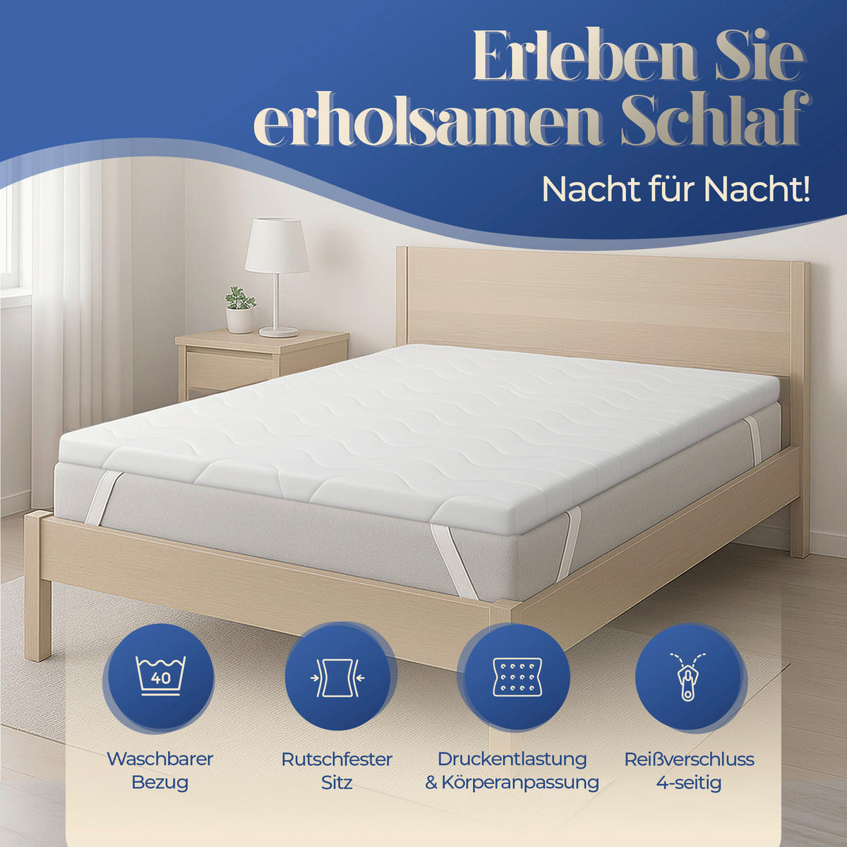 TOPPER 160/200 cm Höhe ca. 6 cm  - Weiß, Basics, Textil (160/200cm) - Chameo