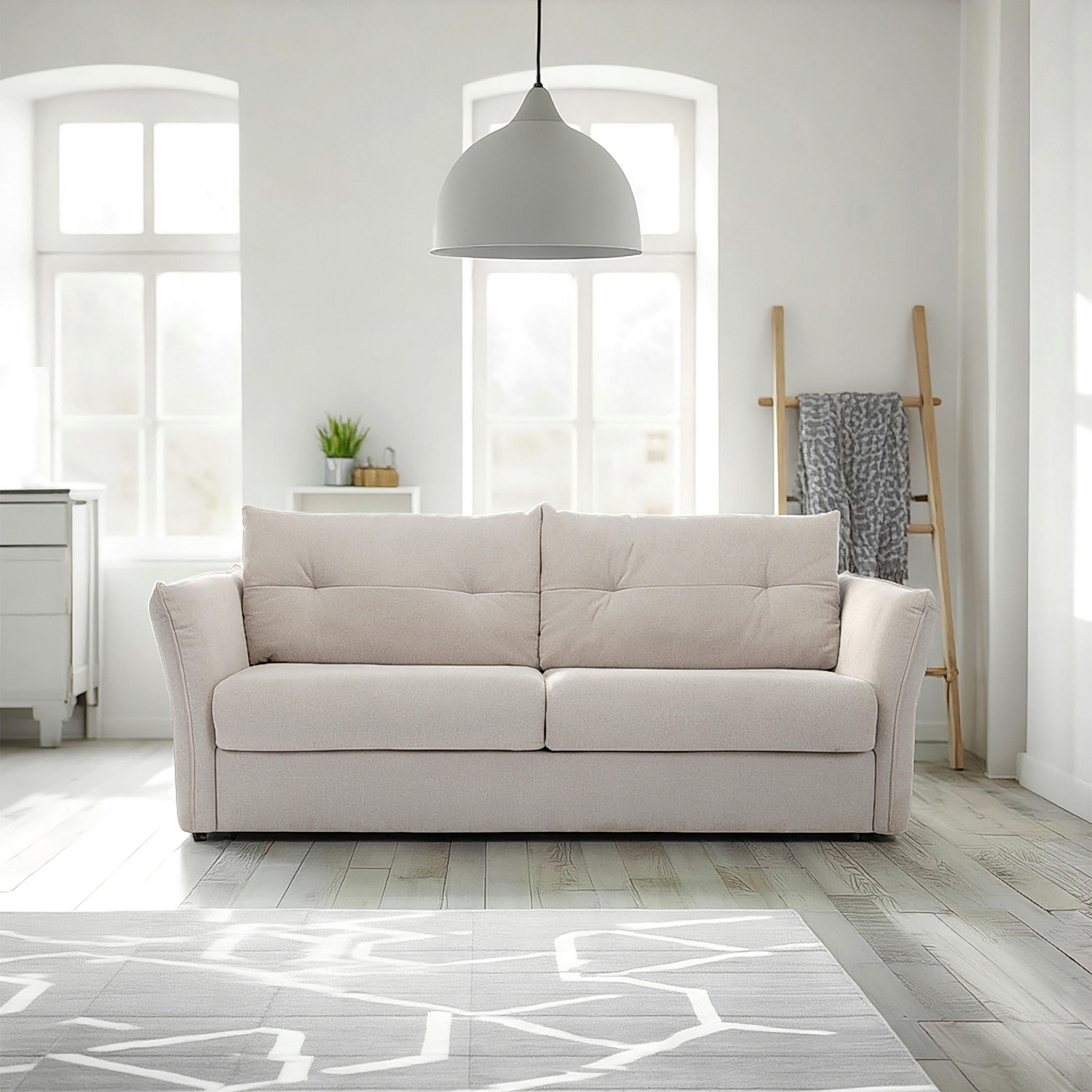 SCHLAFSOFA Webstoff Beige  - Beige/Schwarz, KONVENTIONELL, Kunststoff/Textil (220/89/104cm) - Carryhome