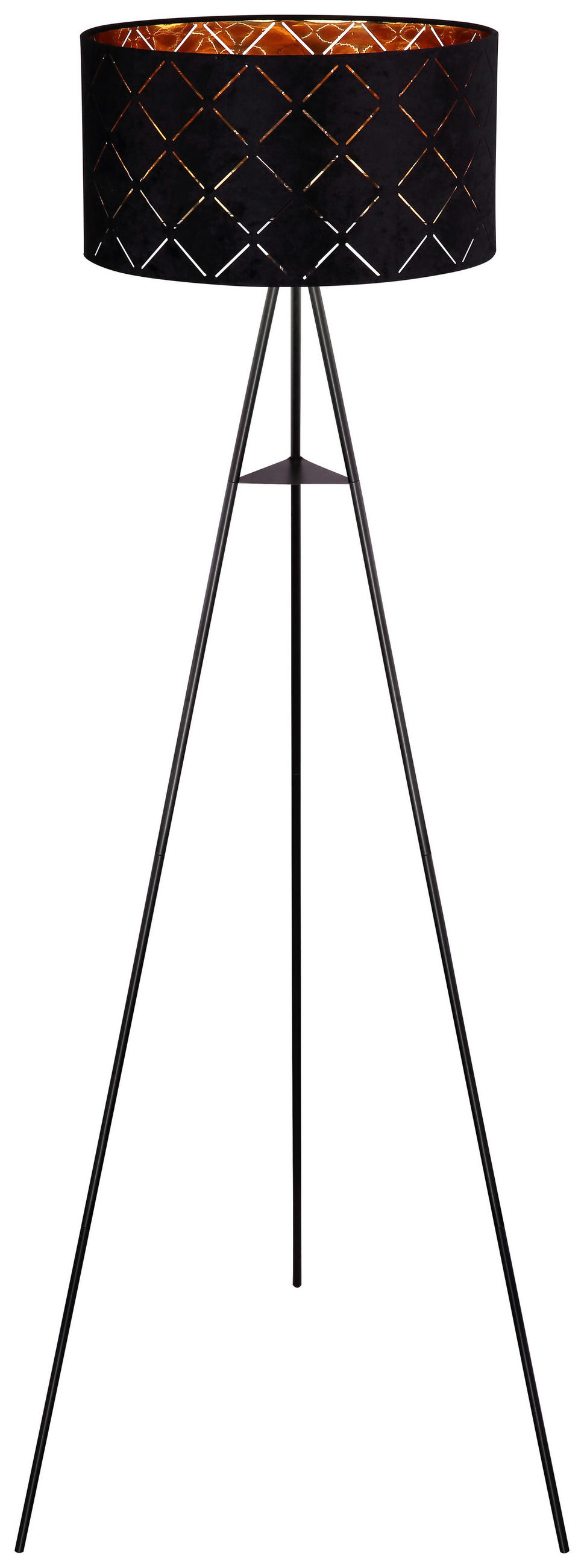 STEHLEUCHTE - Schwarz, Design, Textil/Metall (69/149cm) - Globo