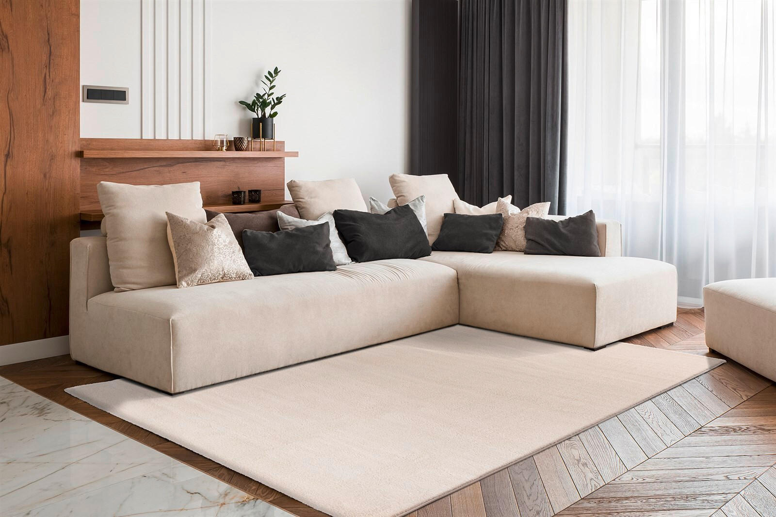 TEPPICH 160/230 cm Nila 100 Elfenbein Creme  - Creme, KONVENTIONELL, Textil (160/230cm)