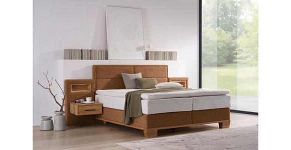 BOXSPRINGBETT 160/200 cm in Orange, Eichefarben - Eichefarben/Orange, Natur, Holz/Textil (160/200cm) - Valnatura