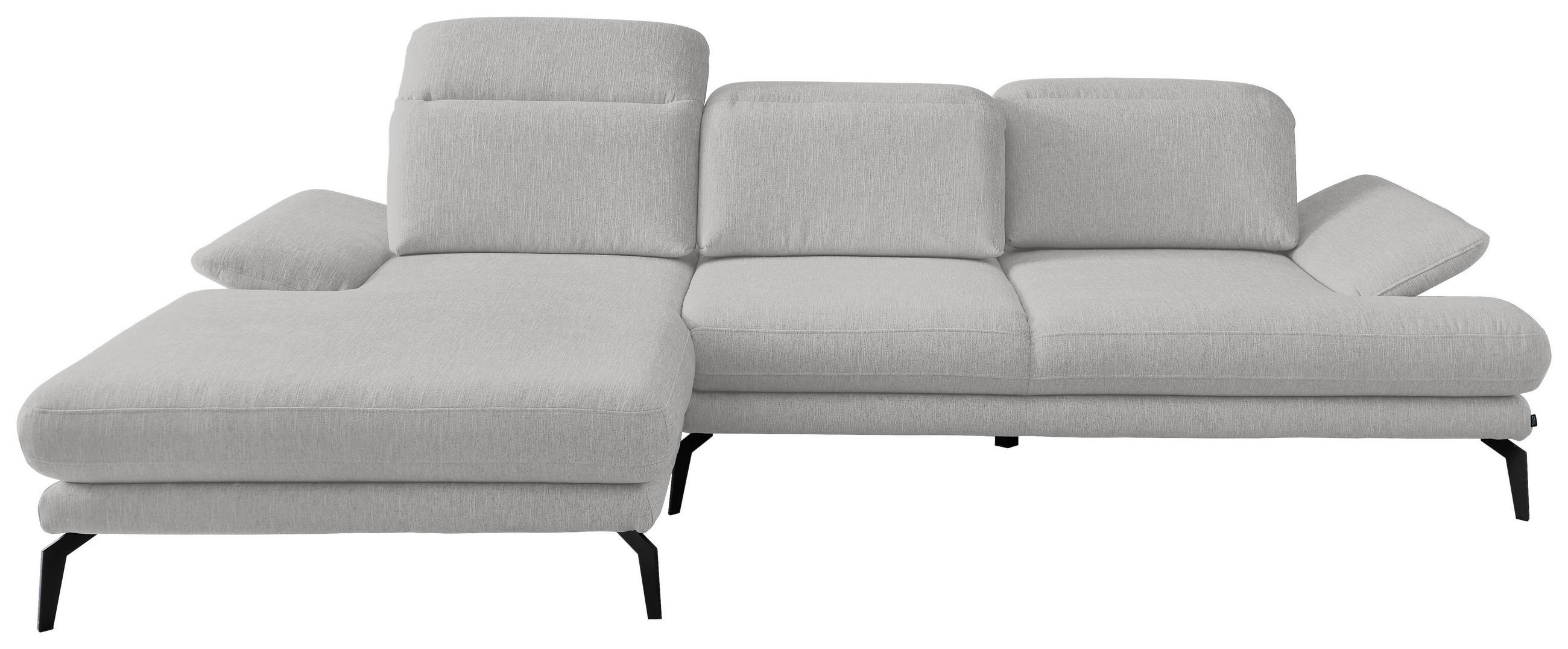 ECKSOFA in Webstoff Ecru  - Ecru/Schwarz, Design, Textil/Metall (180/289cm) - Stylife